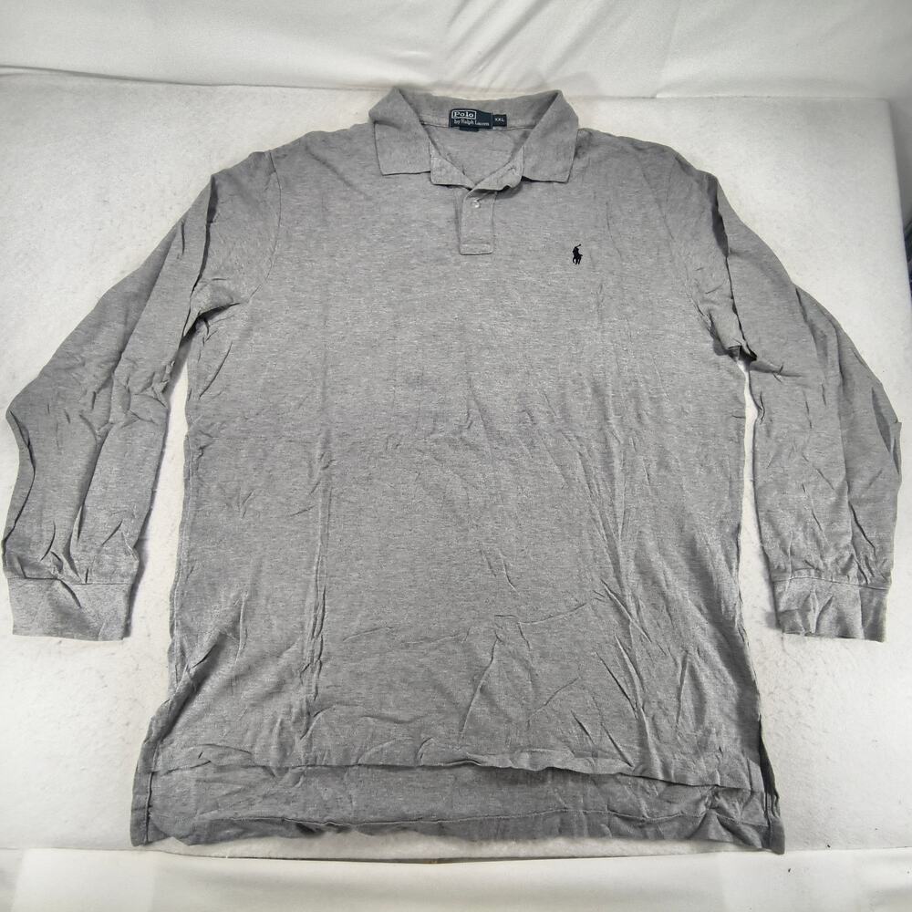 Polo by Ralph Lauren Collared Long Sleeve Polo Shirt Mens Size 2XL Gray - Picture 2 of 9